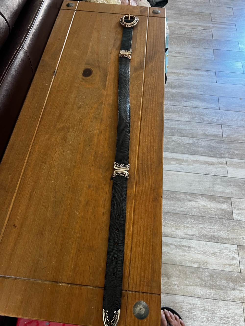Brighton leather reversible belt. Size small. Overall length is 32”